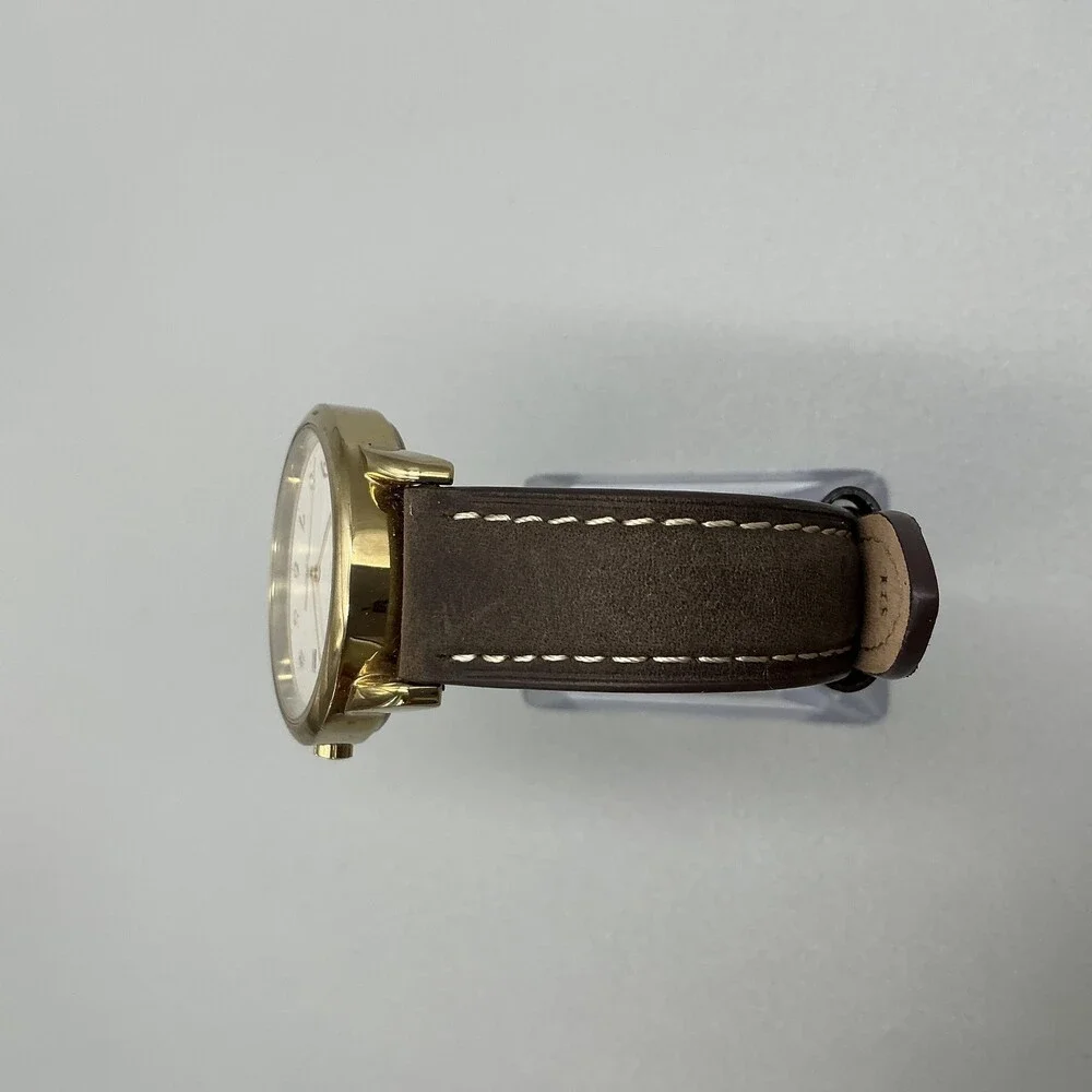 Timex Indiglo WR30M Mens Watch 35mm Cream Dial Gold Tone Leather New Battery